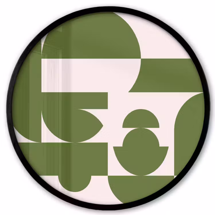 Abstract - Geometrie - Modern - Groen - Wit Fotolijst rond zonder passe partout klein -3d
