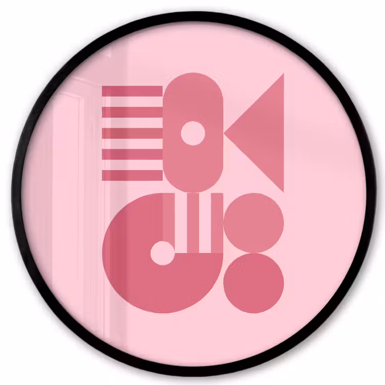 Abstract - Geometrisch - Vormen - Roze Fotolijst rond zonder passe partout klein -3d