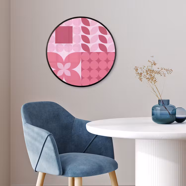 Abstract - Geometrisch - Patroon - Modern - Roze Fotolijst rond zonder passe partout klein -sfeer2