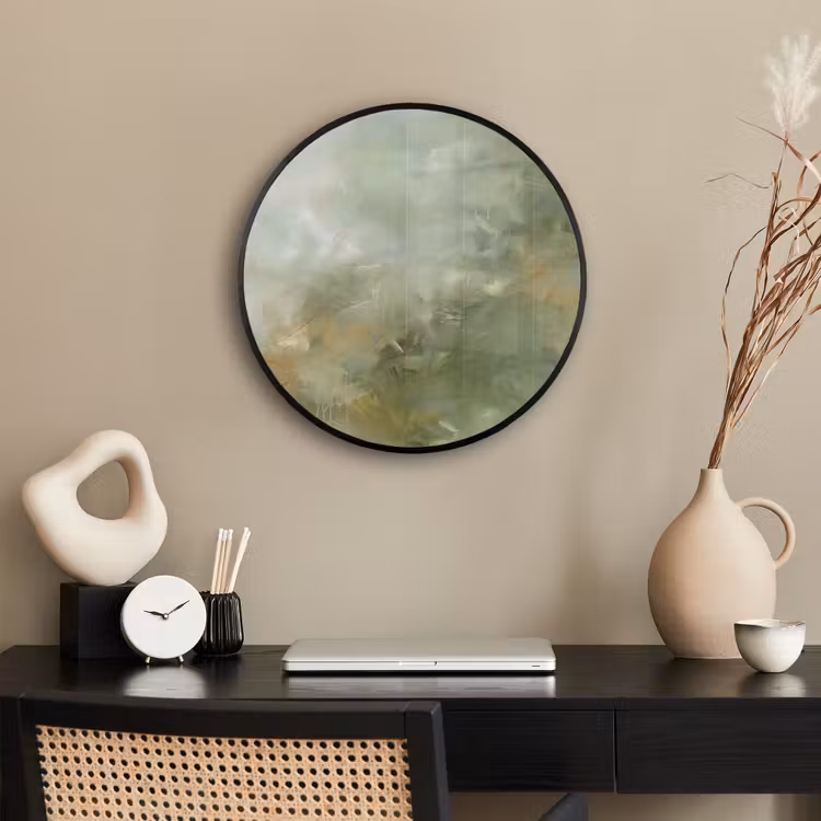 Abstract - Groen - Beige - Modern - Kunst Fotolijst rond zonder passe partout klein -sfeer1