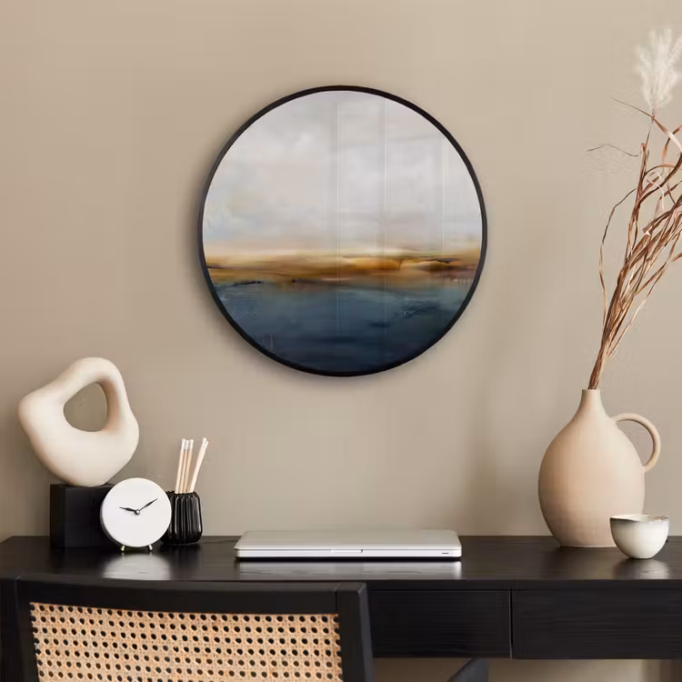 Abstract - Horizon - Water - Modern - Beige Fotolijst rond zonder passe partout klein -sfeer1
