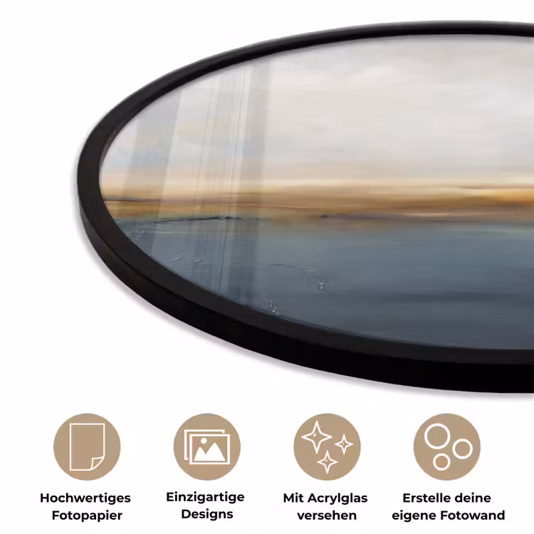 Abstract - Horizon - Water - Modern - Beige Fotolijst rond zonder passe partout klein -closeup_DE