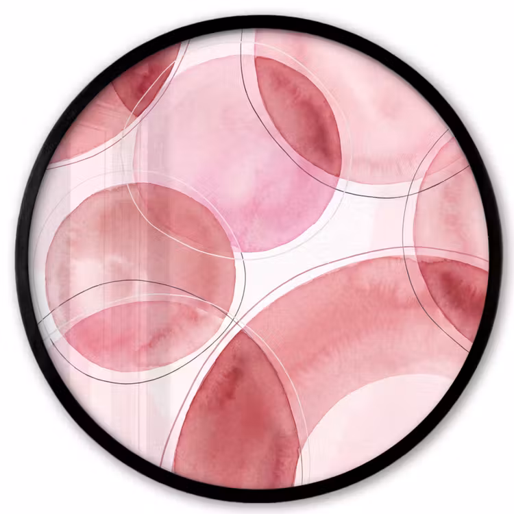 Abstract - Cirkels - Modern - Roze - Kunst Fotolijst rond zonder passe partout klein -3d