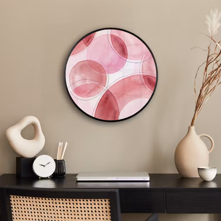 Abstract - Cirkels - Modern - Roze - Kunst Fotolijst rond zonder passe partout klein -sfeer1