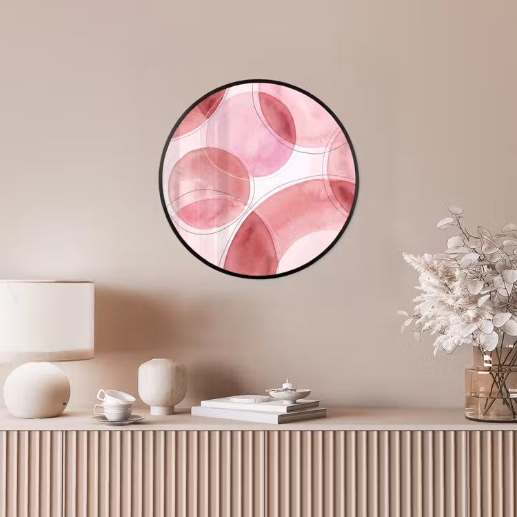 Abstract - Cirkels - Modern - Roze - Kunst Fotolijst rond zonder passe partout klein -sfeer3