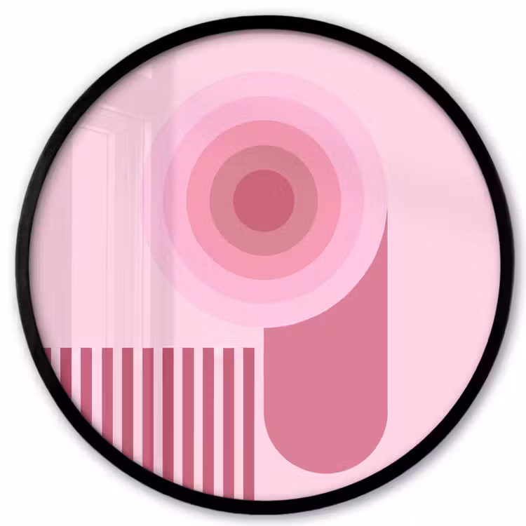Abstract - Cirkels - Strepen - Modern - Roze Fotolijst rond zonder passe partout klein -3d