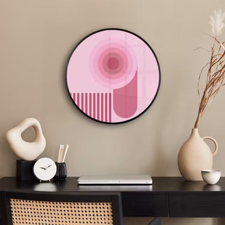 Abstract - Cirkels - Strepen - Modern - Roze Fotolijst rond zonder passe partout klein -sfeer1