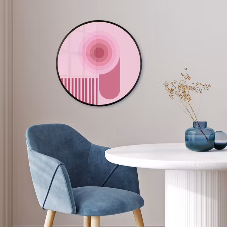Abstract - Cirkels - Strepen - Modern - Roze Fotolijst rond zonder passe partout klein -sfeer2