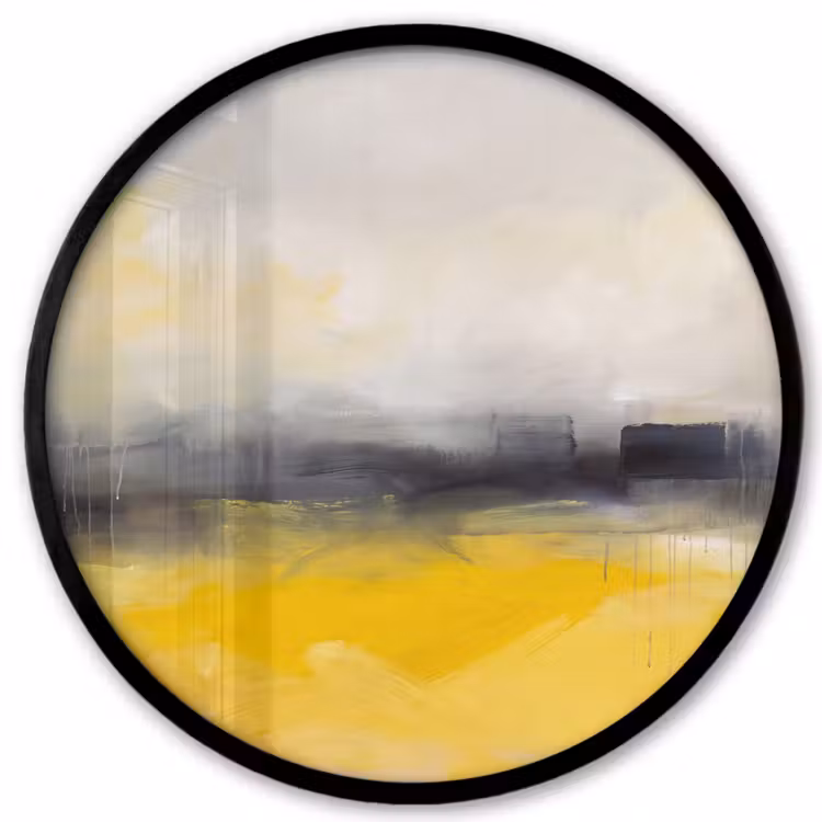 Abstract - Landschap - Modern - Geel Fotolijst rond zonder passe partout klein -3d