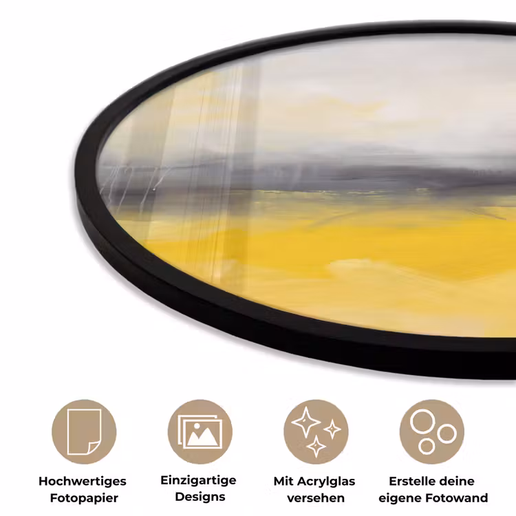 Abstract - Landschap - Modern - Geel Fotolijst rond zonder passe partout klein -closeup_DE