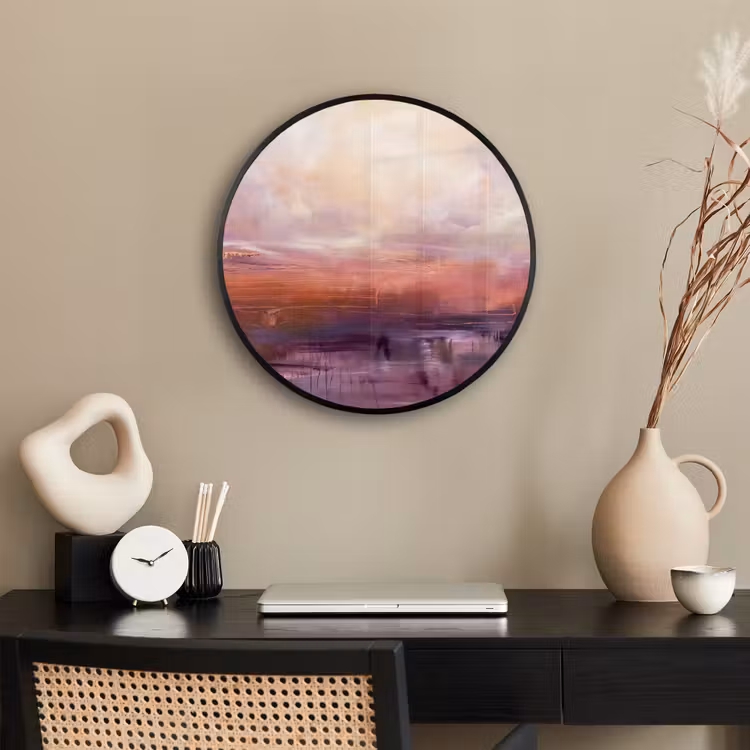 Abstract - Landschap - Modern - Paars - Oranje Fotolijst rond zonder passe partout klein -sfeer1