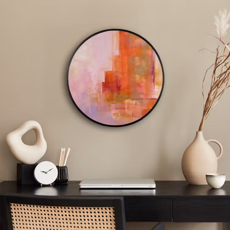 Abstract - Borstelstreken - Kunst - Paars - Goud Fotolijst rond zonder passe partout klein -sfeer1