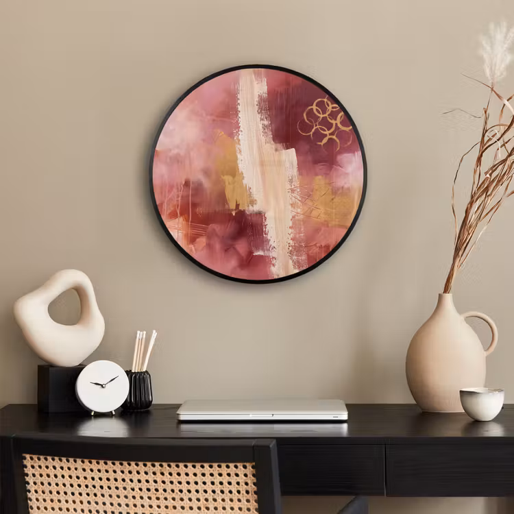 Abstract - Rood - Goud - Modern - Kunst Fotolijst rond zonder passe partout klein -sfeer1