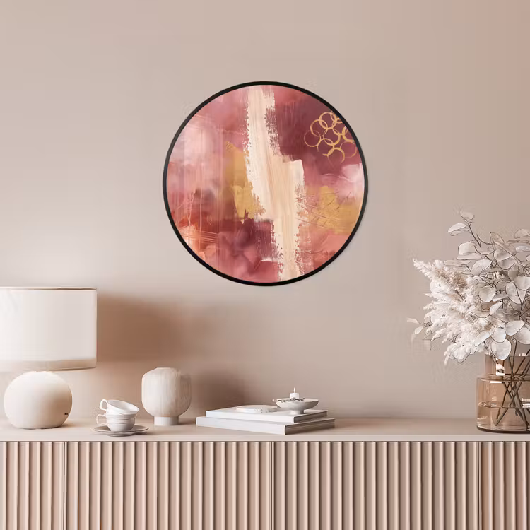 Abstract - Rood - Goud - Modern - Kunst Fotolijst rond zonder passe partout klein -sfeer3