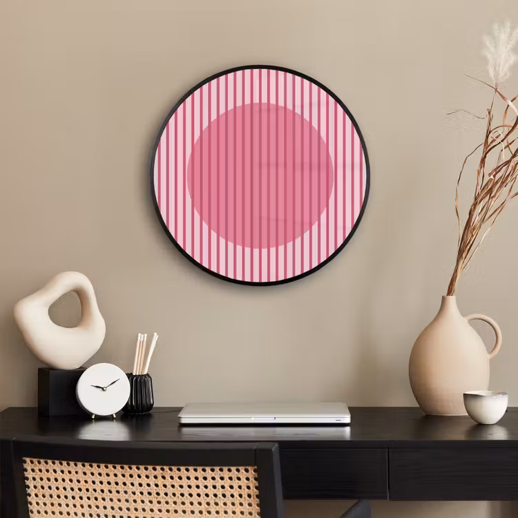 Abstract - Strepen - Ovaal - Roze - Modern Fotolijst rond zonder passe partout klein -sfeer1