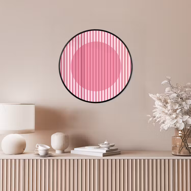 Abstract - Strepen - Ovaal - Roze - Modern Fotolijst rond zonder passe partout klein -sfeer3