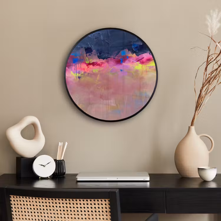 Abstract - Textuur - Kleuren - Modern - Roze Fotolijst rond zonder passe partout klein -sfeer1