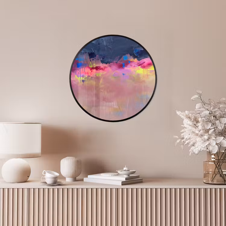 Abstract - Textuur - Kleuren - Modern - Roze Fotolijst rond zonder passe partout klein -sfeer3
