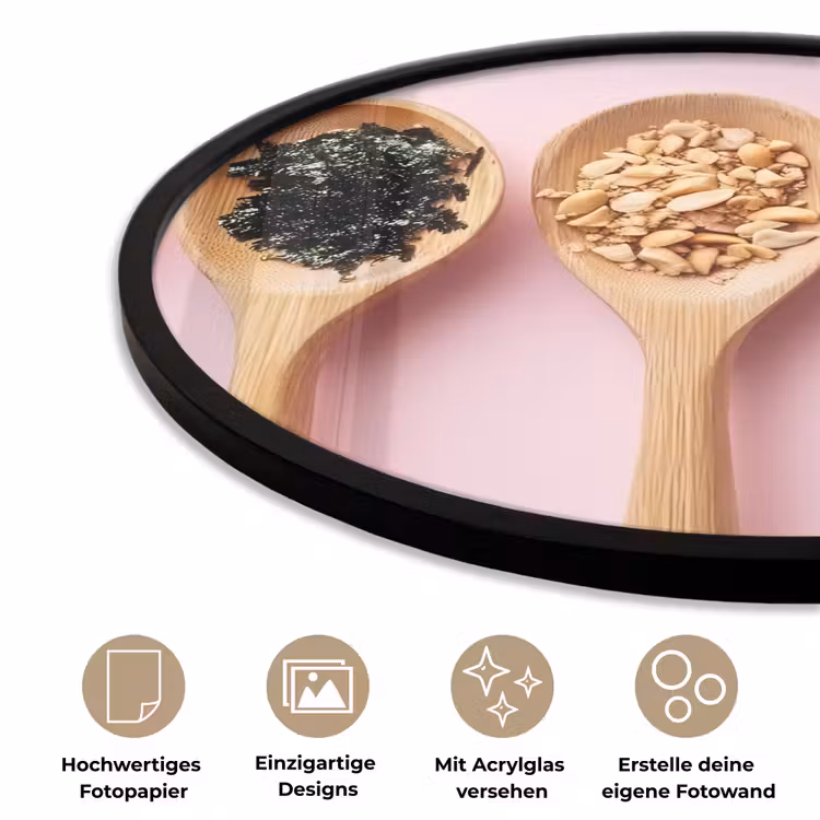 Ingrediënten - Lepels - Hout - Roze Fotolijst rond zonder passe partout klein -closeup_DE