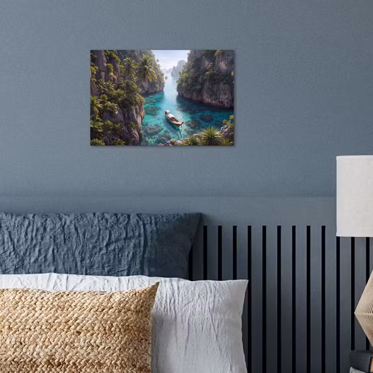 Eiland - Tropisch - Water - Palmbomen - Natuur poster papier klein -sfeer2