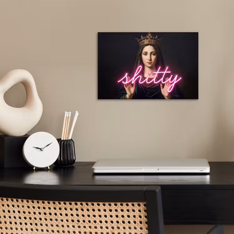 Ironisch - Tekst - Neon poster papier klein -sfeer1