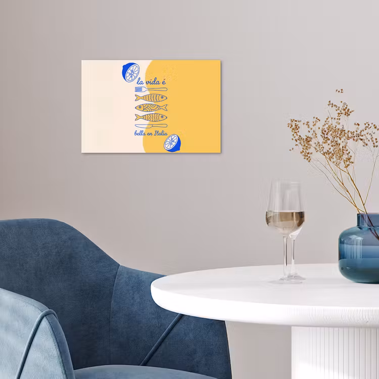 Italië - Eten - Citroen - Vis - Grafisch poster papier klein -sfeer3