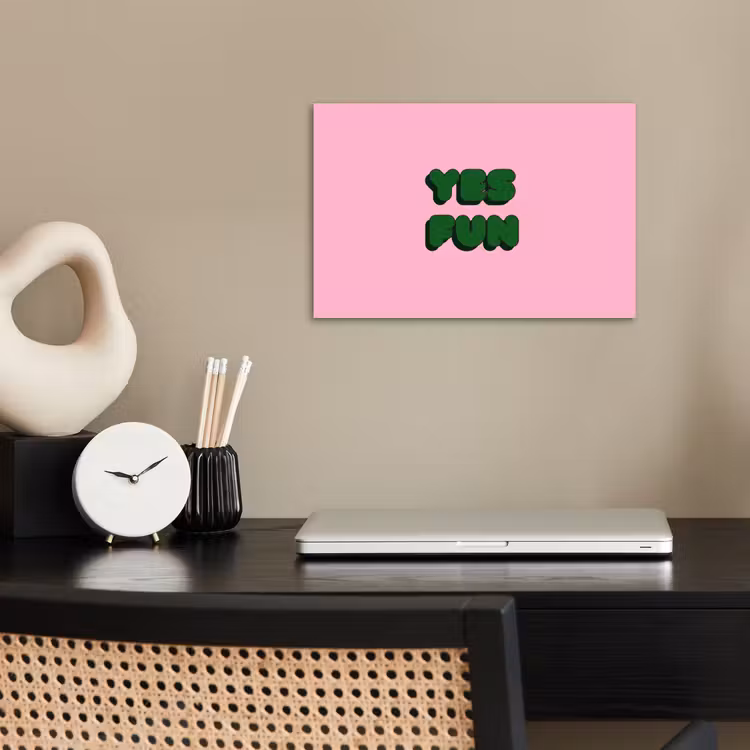 Yes fun - Groen - Roze poster papier klein -sfeer1
