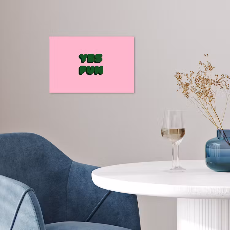 Yes fun - Groen - Roze poster papier klein -sfeer3