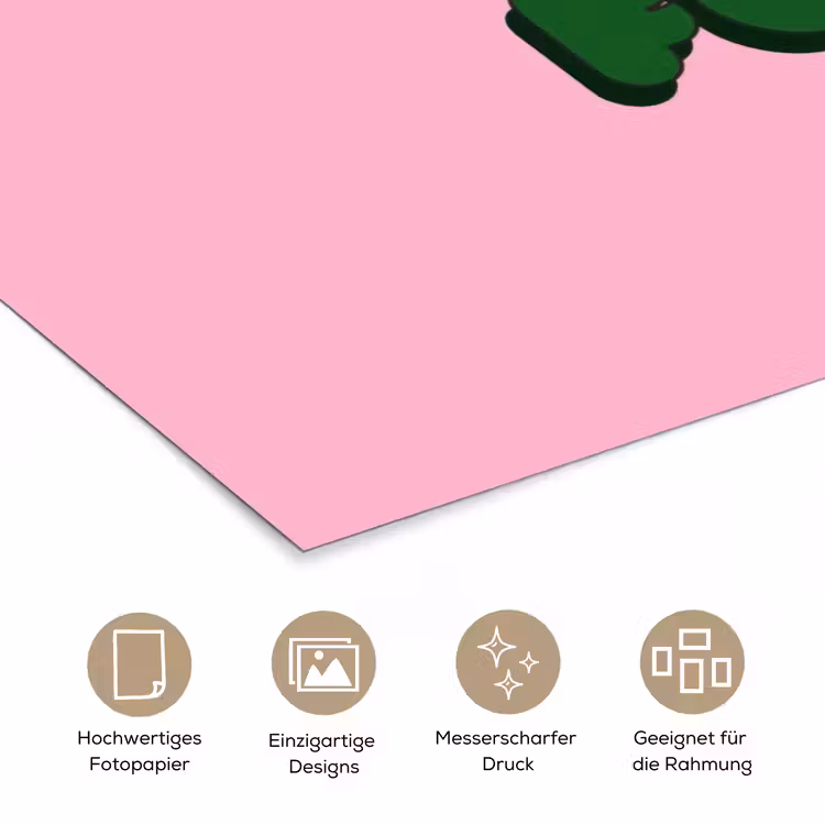 Yes fun - Groen - Roze poster papier klein -tcloseup_DE