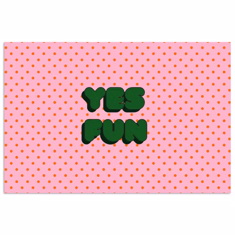Yes fun - Groen - Roze - Stippen poster papier klein -3d