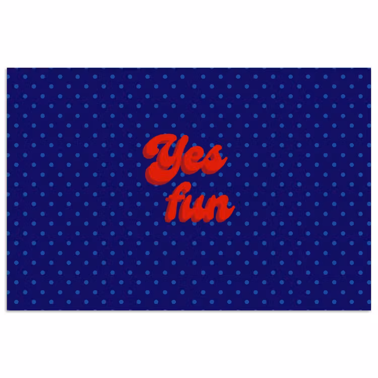 Yes fun - Rood - Blauw - Stippen poster papier klein -3d