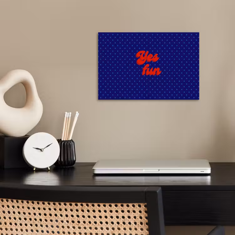 Yes fun - Rood - Blauw - Stippen poster papier klein -sfeer1