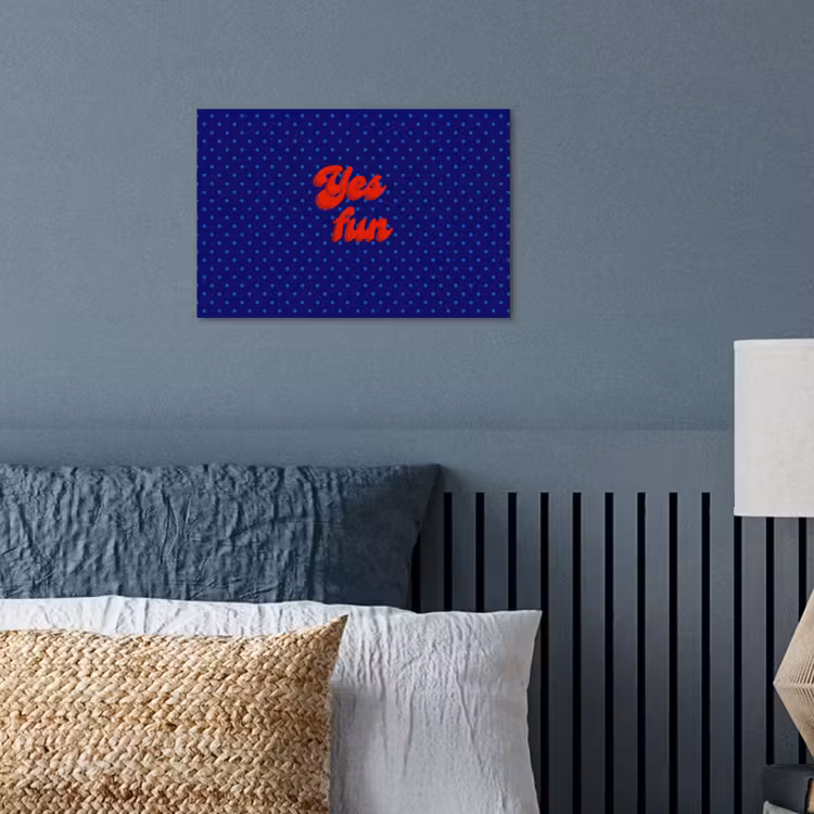 Yes fun - Rood - Blauw - Stippen poster papier klein -sfeer2