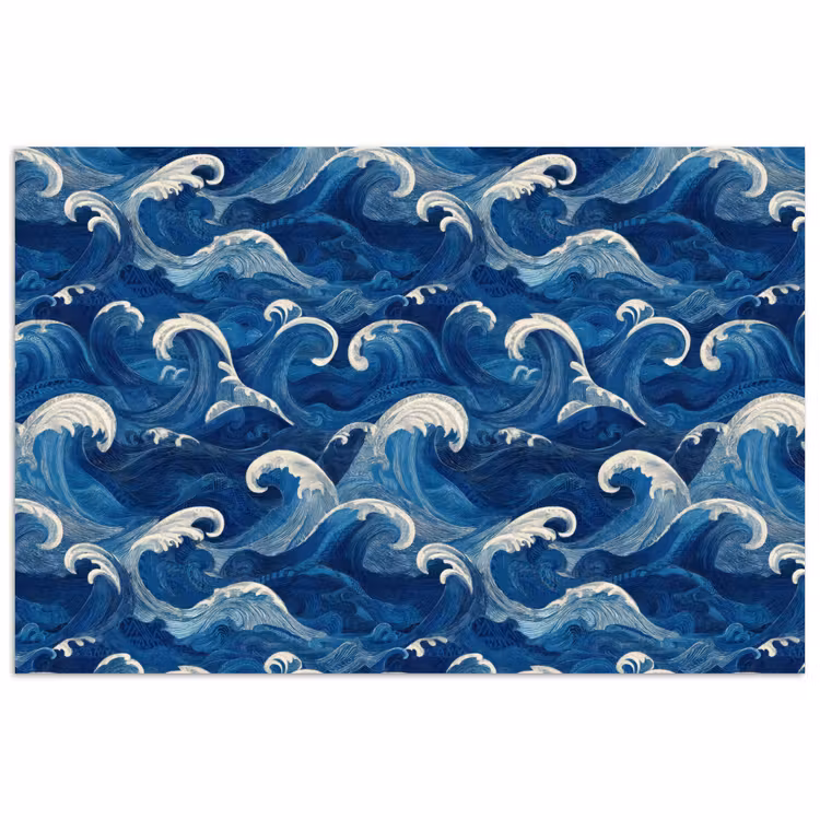Japans - Oceaan - Golven - Blauw poster papier klein 62 -3d