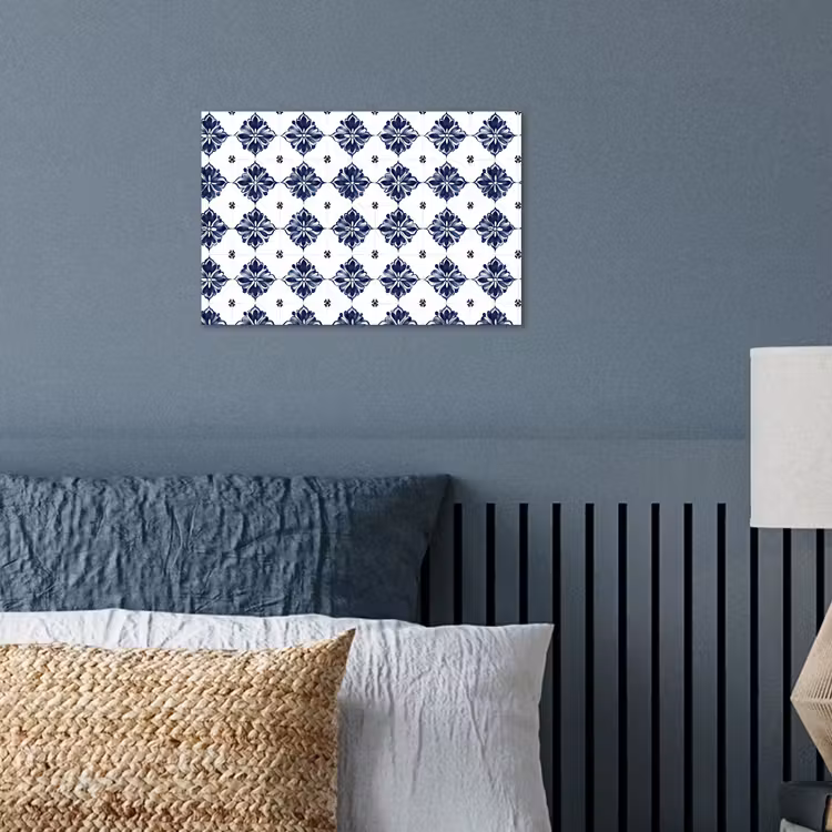 Tegelmotief - Blauw - Wit - Bloem poster papier klein 62 -sfeer2