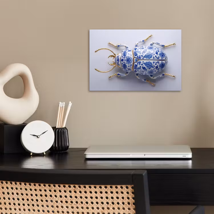 Kever - Delfts - Blauw - Goud poster papier klein -sfeer1