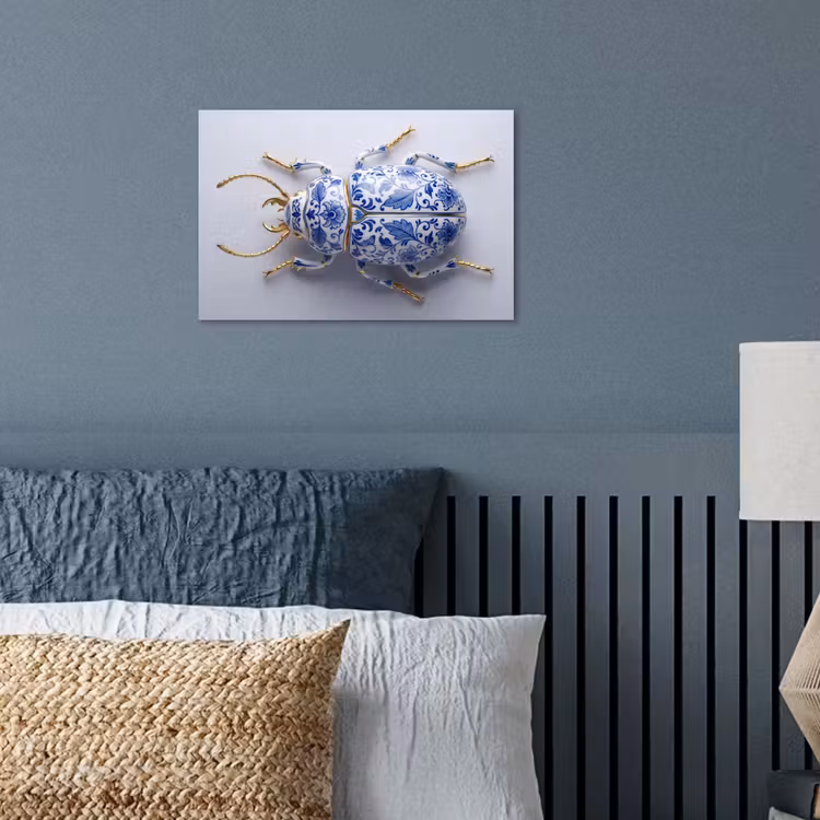 Kever - Delfts - Blauw - Goud poster papier klein -sfeer2