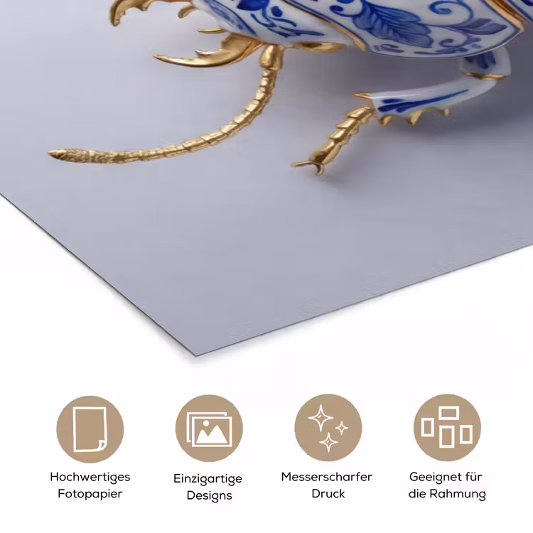 Kever - Delfts - Blauw - Goud poster papier klein -tcloseup_DE