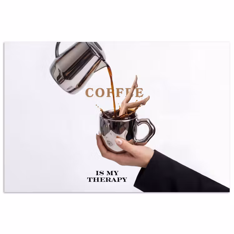 Koffie - Mok - Kan - Therapie poster papier klein -3d