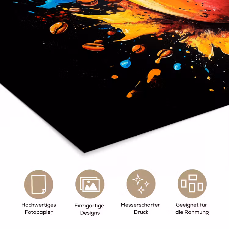 Koffie - Graffiti - Drinken - Abstract poster papier klein -tcloseup_DE