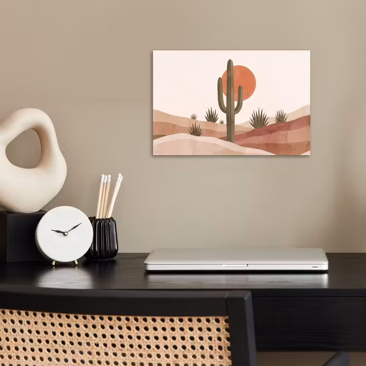 Cactus - Duinen - Modern - Landschap - Groen poster papier klein -sfeer1