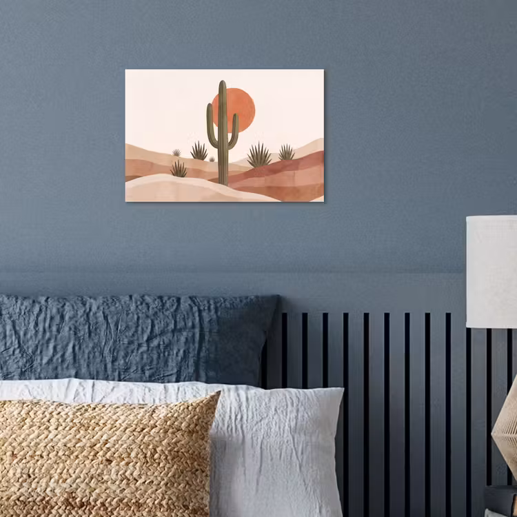 Cactus - Duinen - Modern - Landschap - Groen poster papier klein -sfeer2