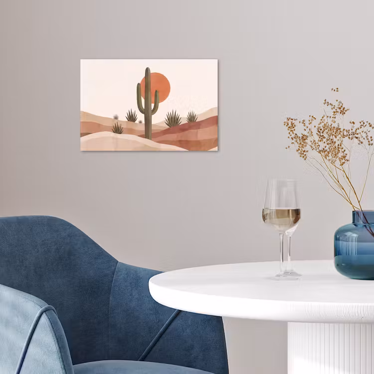 Cactus - Duinen - Modern - Landschap - Groen poster papier klein -sfeer3