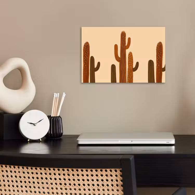 Cactus - Woestijn - Zand - Bruin poster papier klein -sfeer1