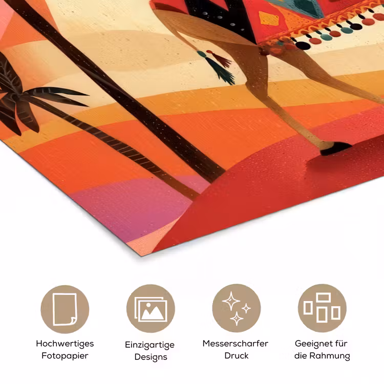 Kameel - Pyramides - Rode zon poster papier klein -tcloseup_DE