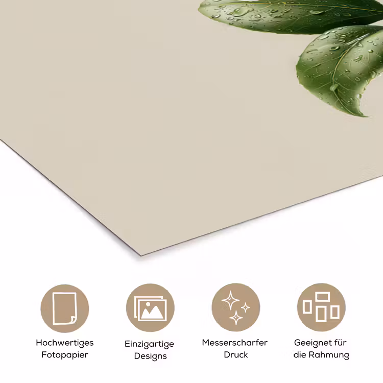 Cameliabloem - Wit - Groen poster papier klein -tcloseup_DE