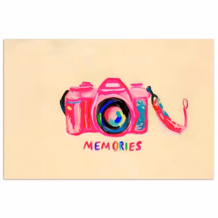 Camera - Memories - Roze - Geschilderd poster papier klein -3d