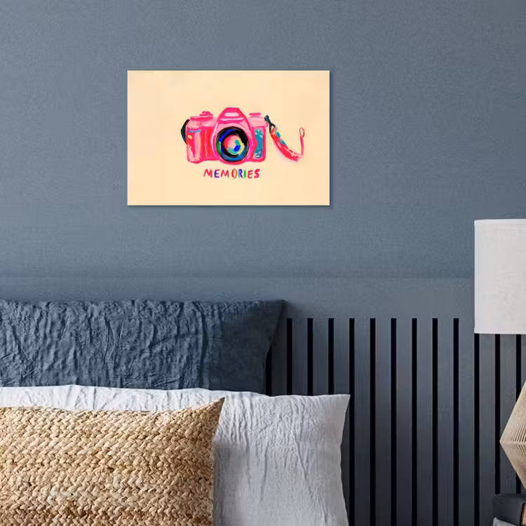 Camera - Memories - Roze - Geschilderd poster papier klein -sfeer2