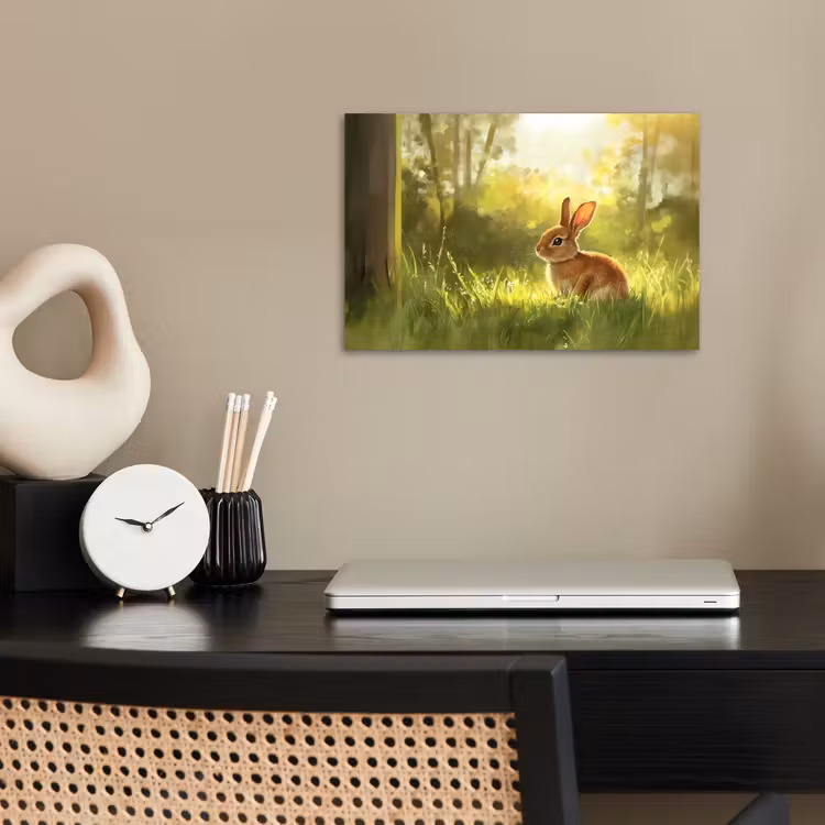 Konijn - Zonlicht - Bos poster papier klein -sfeer1