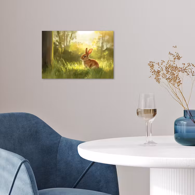 Konijn - Zonlicht - Bos poster papier klein -sfeer3